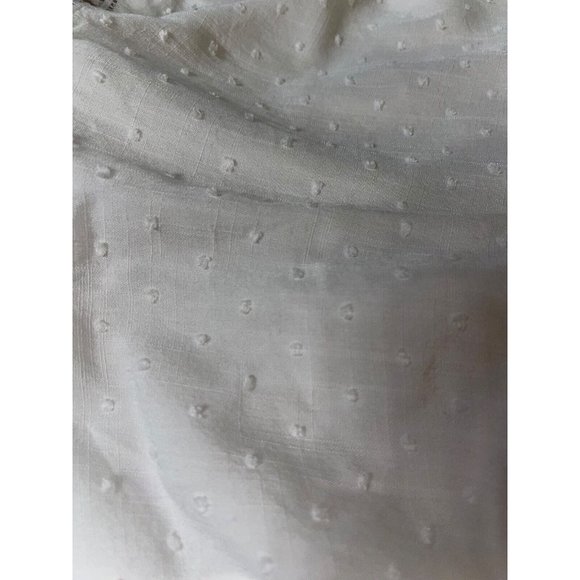 Lush Womens Mini Dress Size Medium White Swiss Dot Crochet Inset Loop Trim - Picture 7 of 9